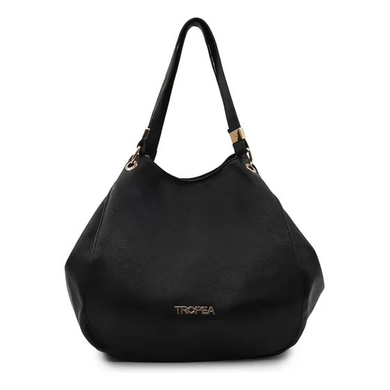 Cartera Mujer Tropea Castello Acabado De Los Herrajes Oro Color Negro Diseño De La Tela Lisa