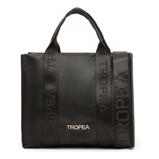 Cartera Mujer Tropea Paula Acabado de los herrajes Plateado Color Negro Correa de hombro Negro Diseño de la tela Lisa