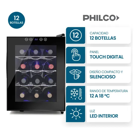 Cava Eléctrica Philco Phcav012n 12 Botellas