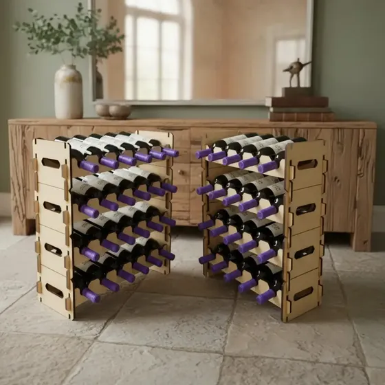 Cava Porta Vinos De Madera 6 Botellas Soporte Vino Apilable 1 Modulo