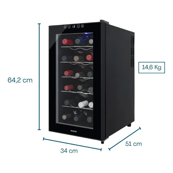 Cava Termoeléctrica Philco Phcav018n2 18 Botellas Luz Interior