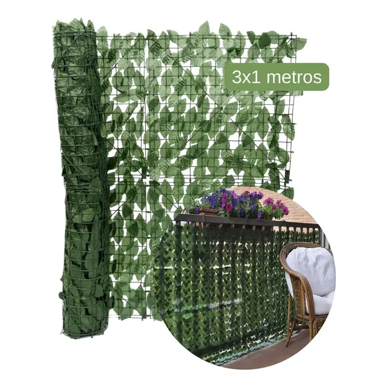 Cerco Enredadera Artificial Muro De Hojas Rollo 3x1m Color Verde
