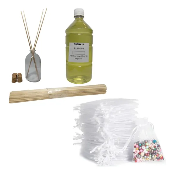 Combo Difusores Aromáticos Aluaroma 2L 30 Frascos Vidrio 100 Varillas
