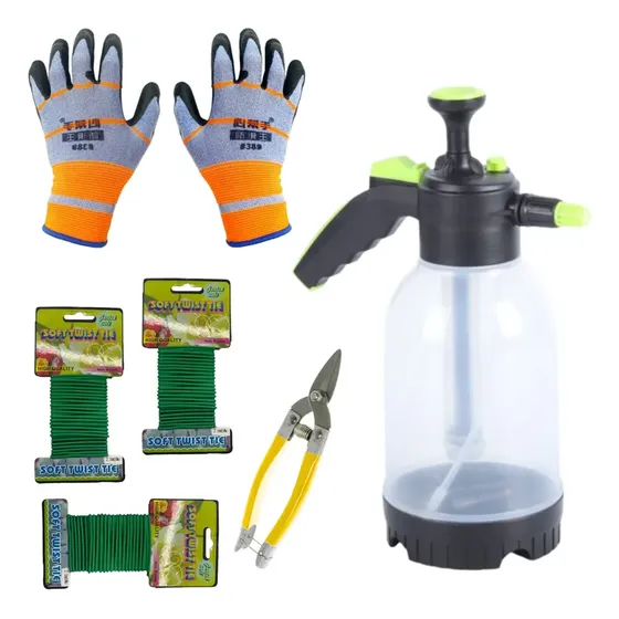 Combo Huerta Urbana Tijera Alambres Y Rociador Guante