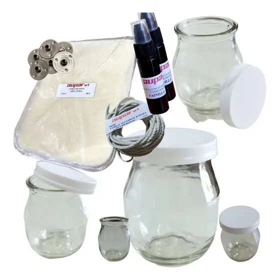 Combo Kit P/ Velas De Soja X2 Kilos+15 Frascos Vidrio C/tapa Blanco/neutro Nd A Elección