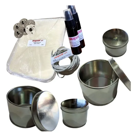 Combo Kit Para Velas De Soja X 2 Kilos + 20 Latas 6,5 X 5 Cm