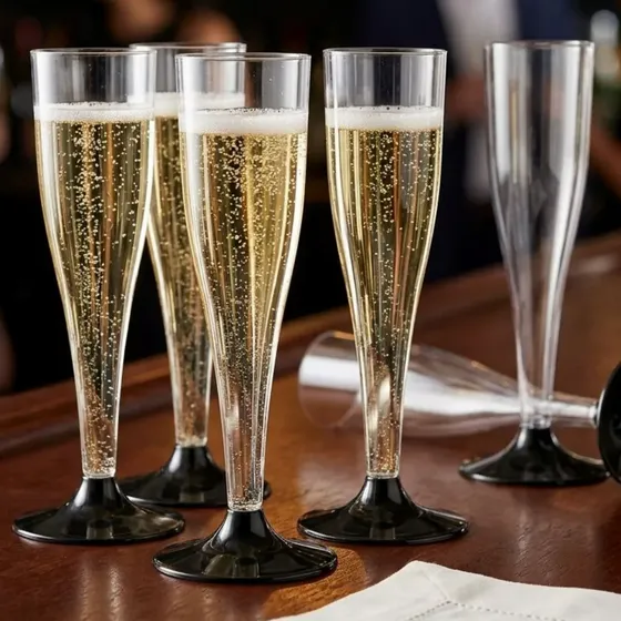 Copa De Champagne Brindis Sidra Plástico Rigido C/pie 50u