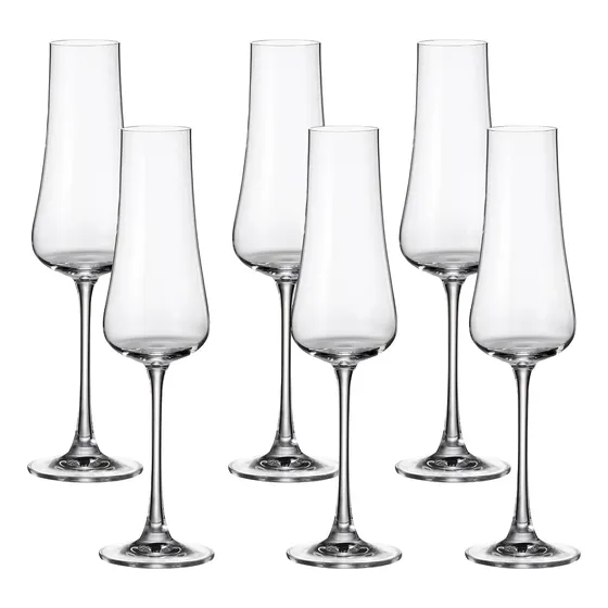Copas Champagne Cristal Bohemia Iduna 250ml Set X 6