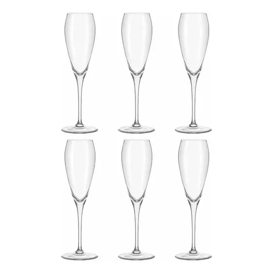 Copas Champaña Cristal Bohemia Bravissimo 220 Ml Set X 6 Cristal