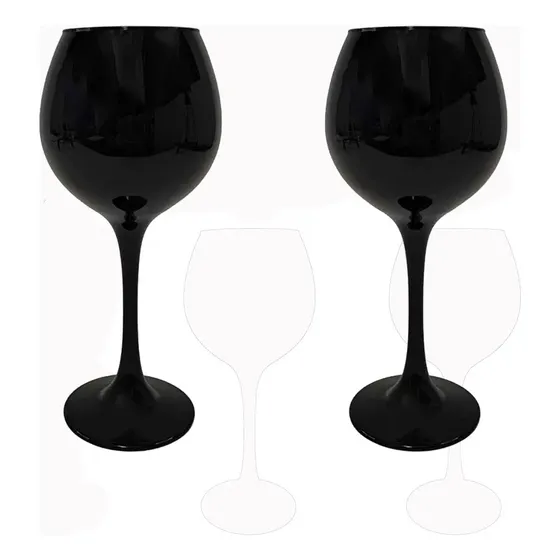 Copas De Gin De Vidrio Color Negro X 2 Unid 450 Ml