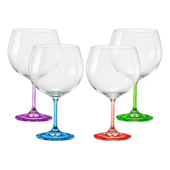 Copas Gin Tonic Cristal Bohemia Pie Colores 820ml Set X 4 Cristal