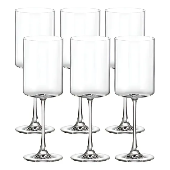 Copas Vino O Agua Cristal Bohemia Rectas Junco 380ml Set X 6