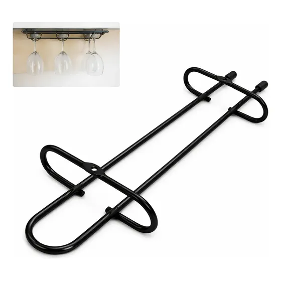 Copero Porta Copas Recto Negro Colgante Soldart Corto 30 Cm