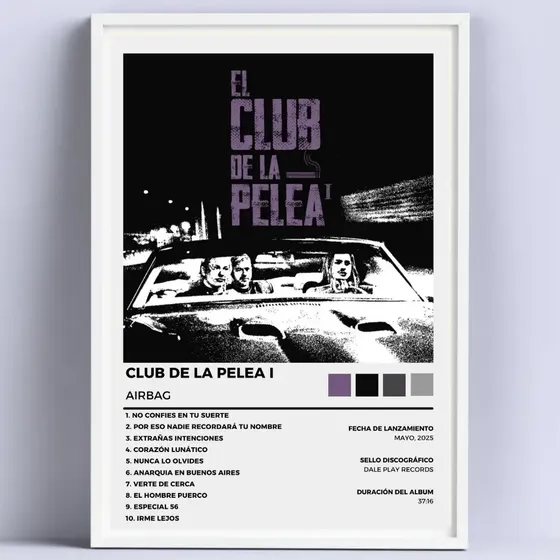 Cuadro Airbag El Club De La Pelea Album Rock Deco 30x40cm Blanco