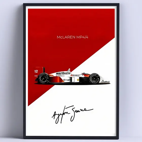 Cuadro Ayrton Senna Mc Laren F1 30x40cm Con Vidrio Negro