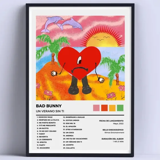 Cuadro Bad Bunny Un Verano Sin Ti Decorativo ! 30x40cm Color Beige