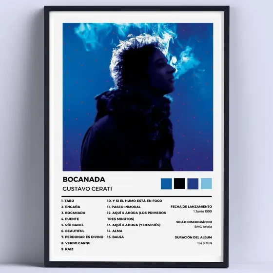 Cuadro Gustavo Cerati Album Bocanada 30x40cm Listo P Colgar Color Blanco Armazón Negro
