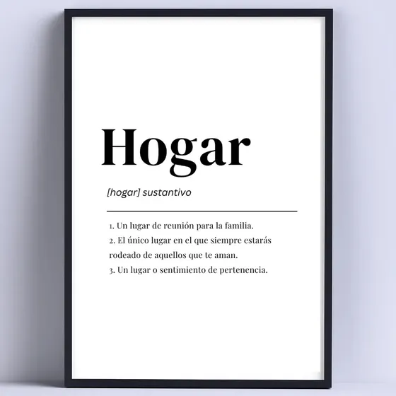 Cuadro Hogar Definición 30x40cm List P Colgar Con Vidrio Negro