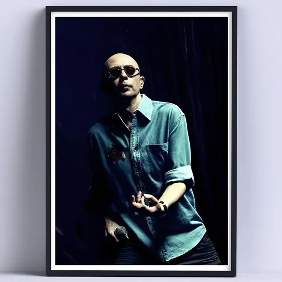 Cuadro Indio Solari Concierto Rock 30x40cm Listo P Colgar Negro
