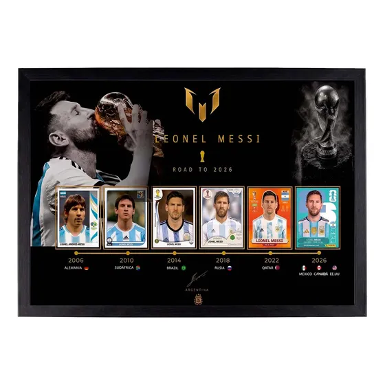 Cuadro Messi Decorativo 30x40 Vidrio Marco Madera C856