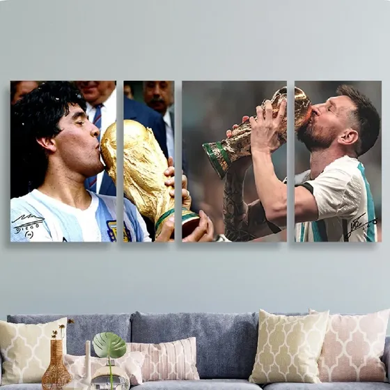 Cuadro Messi Y El 10 Beso Copa Del Mundo Campeon Mundial Arg Celeste