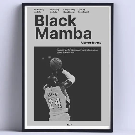 Cuadro Nba Jugador Black Mamba30x40cm Listo P Colgar Negro