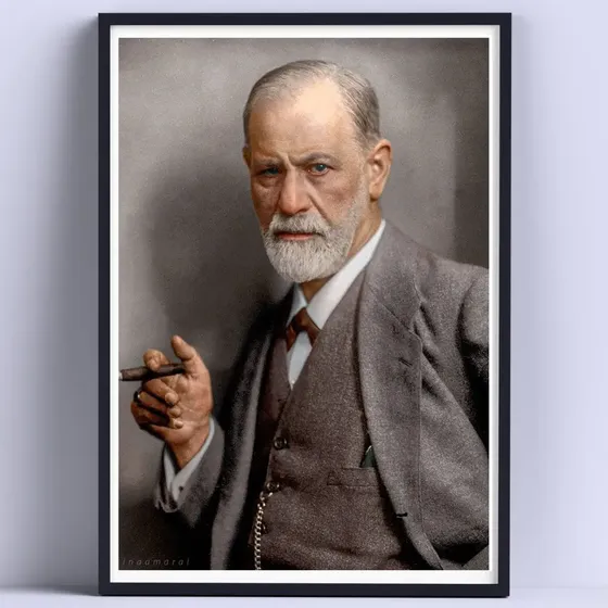 Cuadro Sigmund Freud Psico Vidrio 30x40cm Listo P Colgar Color Color