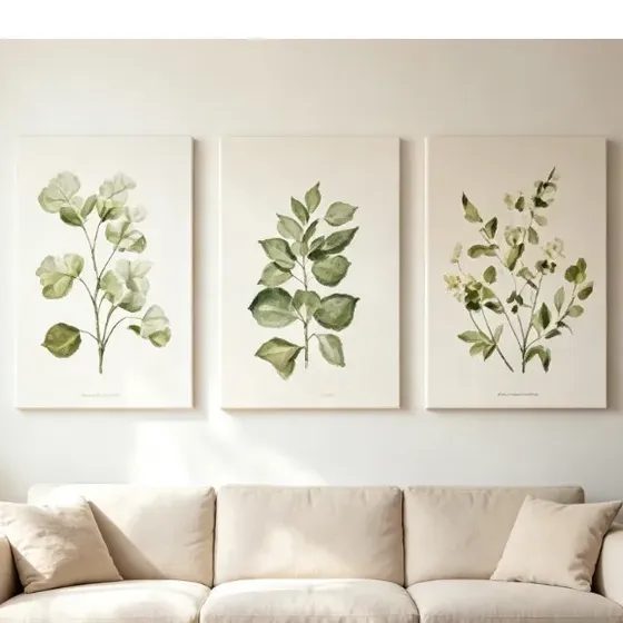 Cuadros Decorativos Botánicos X3 Boho Neutros Verde Light Wood (natural)