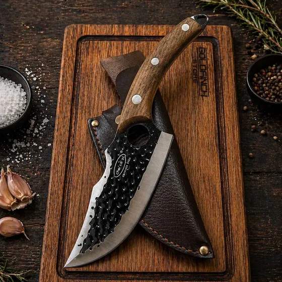 Cuchillo Asado Cuchilla + Tabla Para Picar Madera Eucalipto