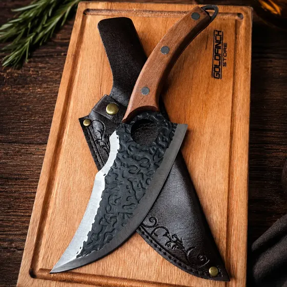 Cuchillo Cuchilla Asado + Tabla Madera Artesanal Eucalipto