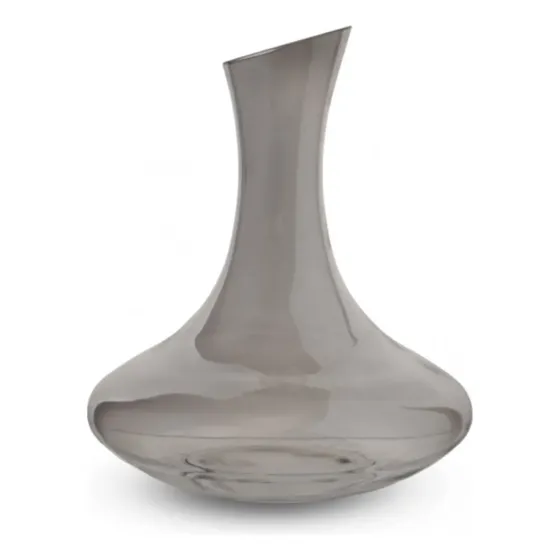 Decantador Aireador Vino De Vidrio Fume 1,5 Lts Corte Curvo