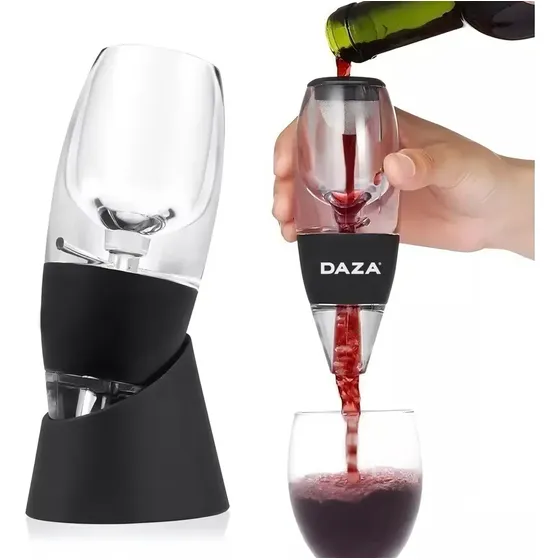 Decantador Daza Negro Acrílico DZWRWA001 con Filtro y Base para Vino