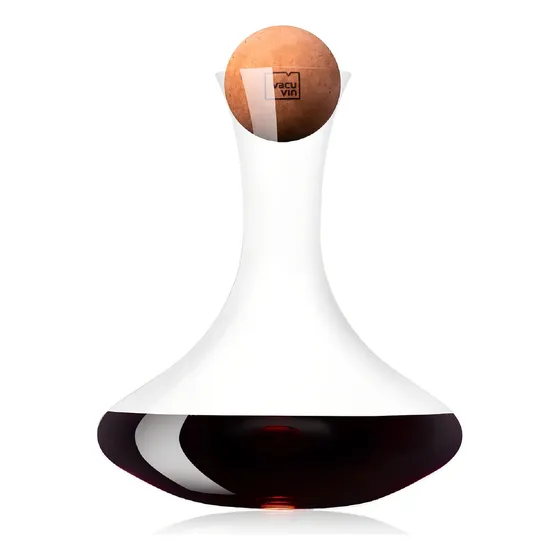 Decantador De Vino Vacu Vin Cristal Transparente Con Tapón De Corcho 21cm