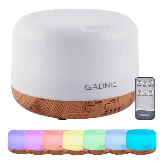 Difusor Aromaterapia Ultrasonico Gadnic Bamboo 300ml 7 Luces LED Temporizador 10h 220V