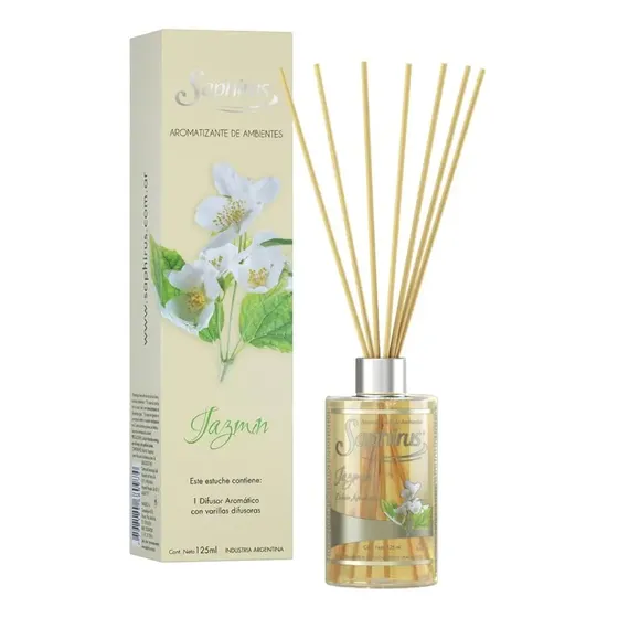 Difusor con Varillas Saphirus Fragancia Jazmin x 125ml