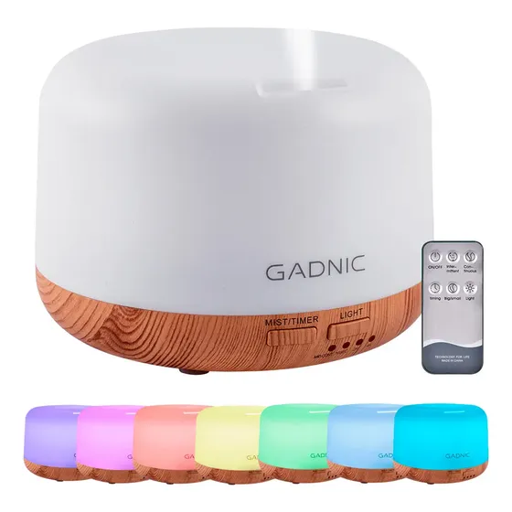 Difusor Humidificador Gadnic Bamboo Luz LED 300ml 7 Colores Temporizador Apagado Automático Niebla Regulable