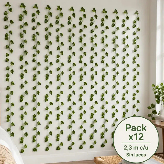 Enredadera Artificial Guía Colgante De Hojas Verde Griflor Pack De 12