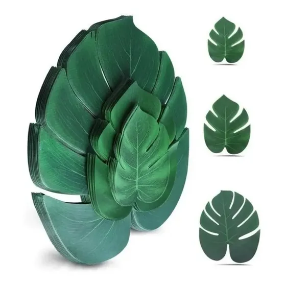 Hoja Artificial Monstera 20cm X12 Selva Tropical Cumpleaños