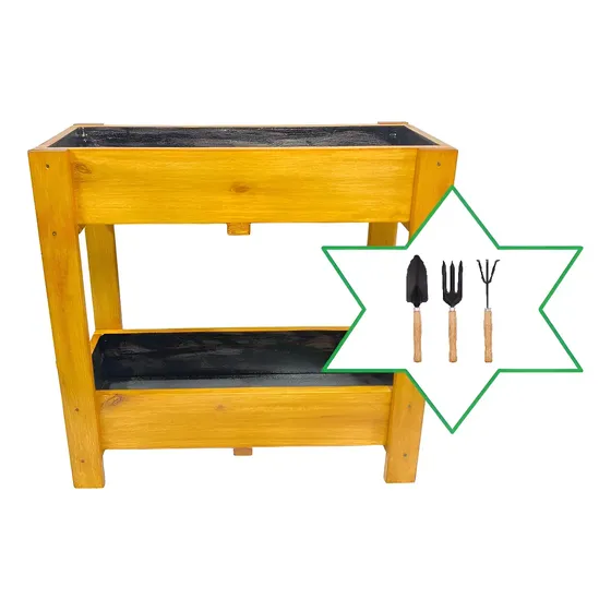 Huerta D Madera Elevada + Kit De Jardineria Huertero Cajon