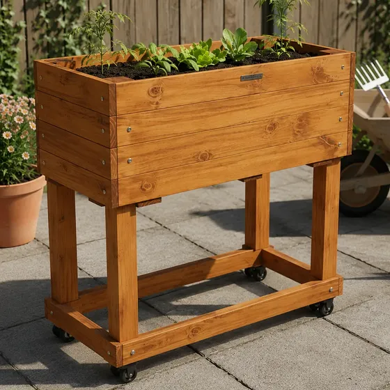 Huerta Urbano Madera Linea Premium 100x40x40 Alto Patas 100
