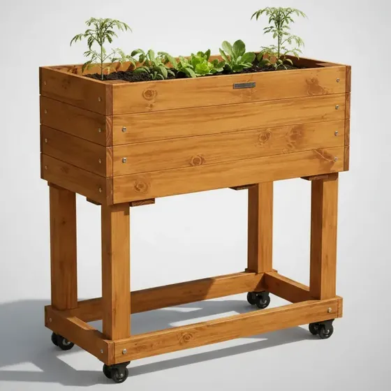 Huerta Urbano Madera Premium Con Cobertura Interior Plastica