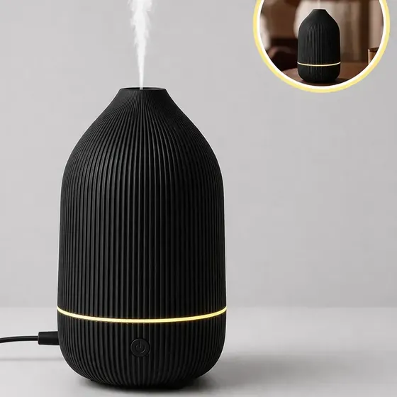 Humidificador Ambiente Aromatizador Eléctrico 100ml Luz Led Color Negro