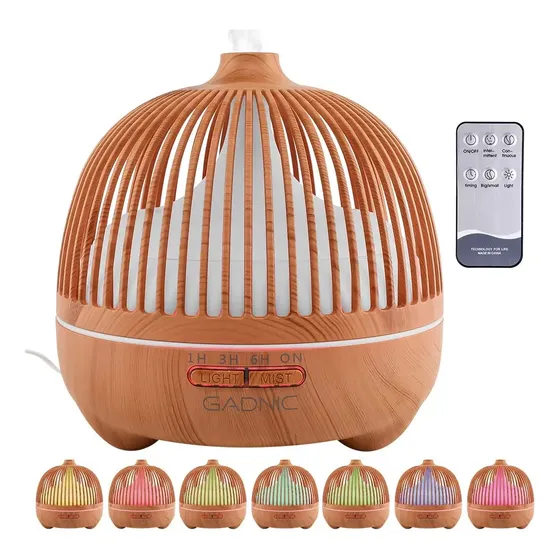 Humidificador Aromático Gadnic Aromaterapia Tipo Madera 500ml Difusor Luz Led Control Remoto