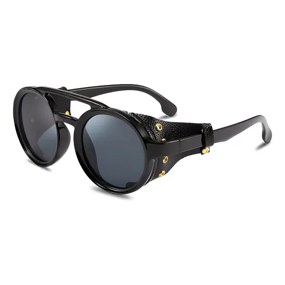 Jj Gafas De Sol Redondas Estilo Steampunk Con Bordes De