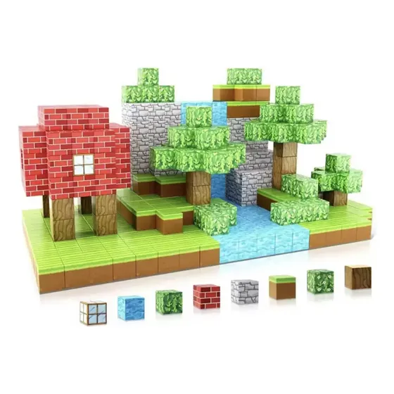 Juego Bloques Para Armar Magnéticos Mine Craft 2.5cm 100 Minecraft