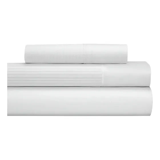 Juego de Sábanas Cannon Classic de 1½ Plaza con 200 Hilos, 100% Algodón y Diseño Rayado Blanco