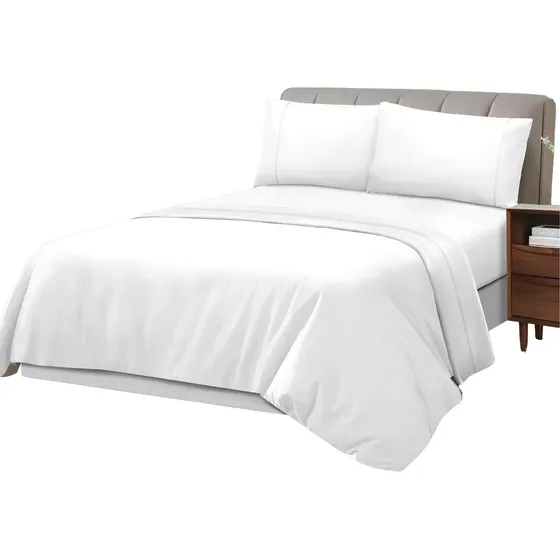 Juego De Sabanas Individual Twin 800 Hilos Premium Blanco Diseño de la tela Liso