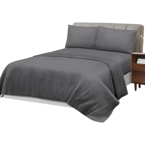 Juego De Sabanas King 800 Hilos Premium Gris Oscuro Csi Diseño de la tela Liso