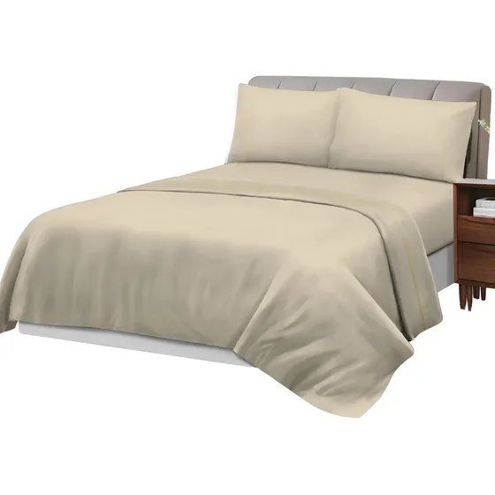 Juego De Sabanas Queen Set 800 Hilos Premium Natural Csi Diseño de la tela Liso