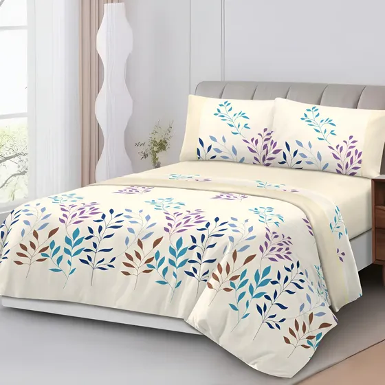 Juego De Sabanas Queen Size 2 Plazas Media 1000h Zen Ct Diseño de la tela Hojas
